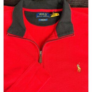 Polo Ralph Lauren X-L Red Estate Rib Quarter Zip Pullover Flesh Pony Preppy